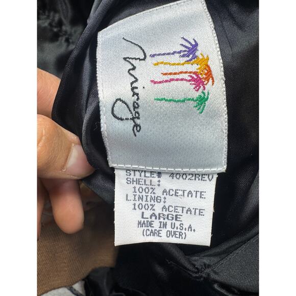 VTG Mirage Las Vegas reversible Golden Nugget Satin Look Shiny Bomber Jacket L - Picture 11 of 13
